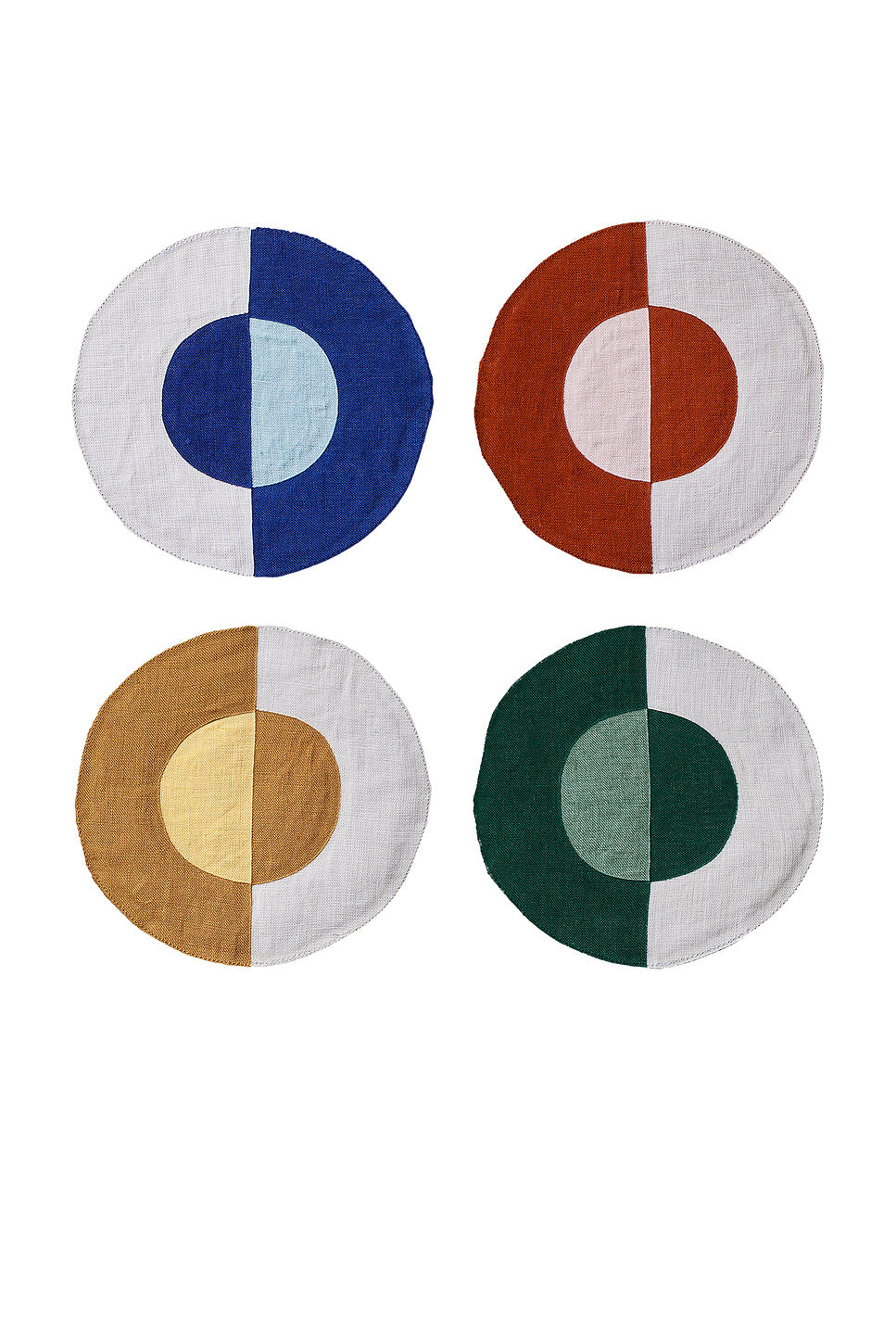 Linen Embroidered Coasters Set Of 4