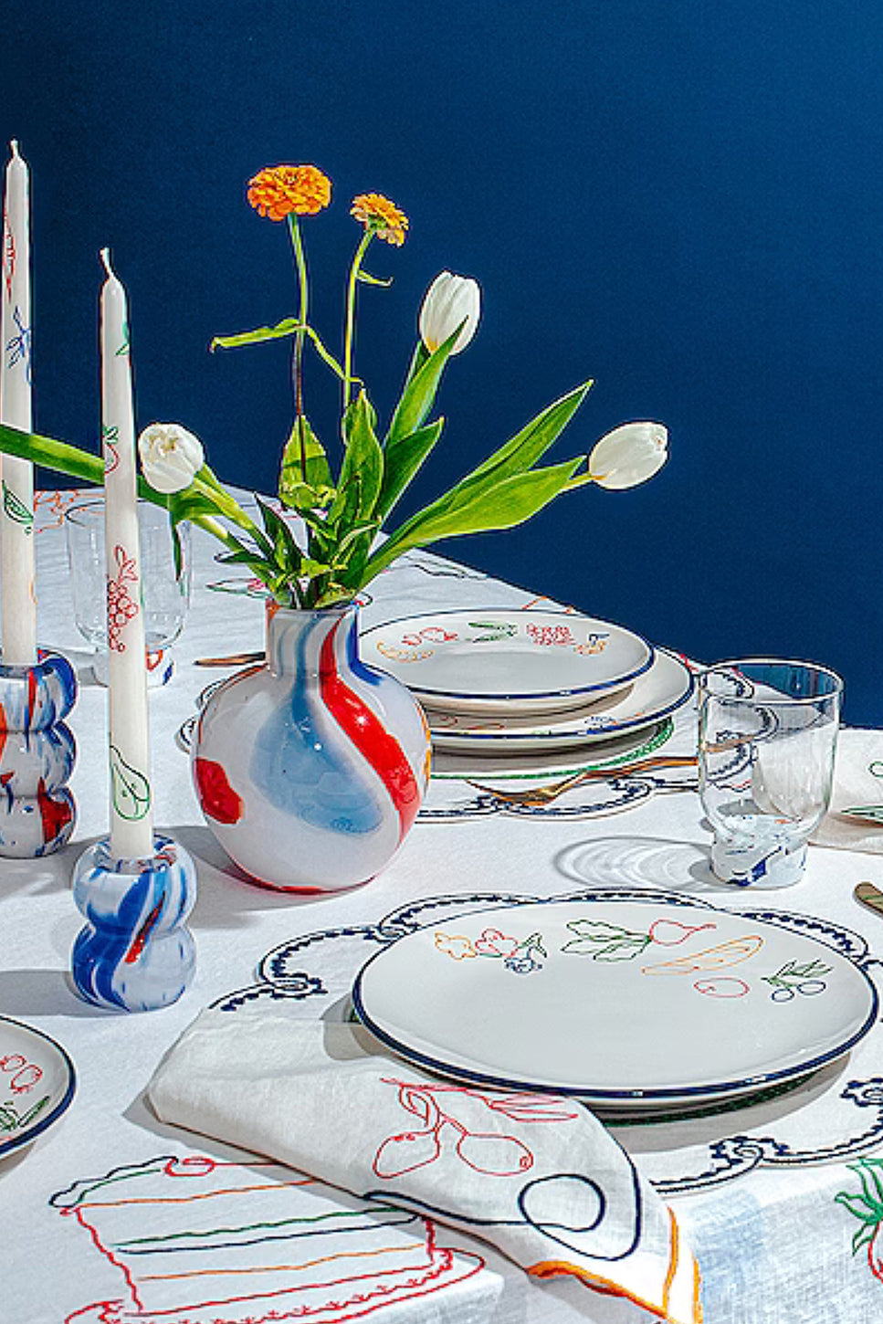 Embroidered Linen Napkins Set Of 4