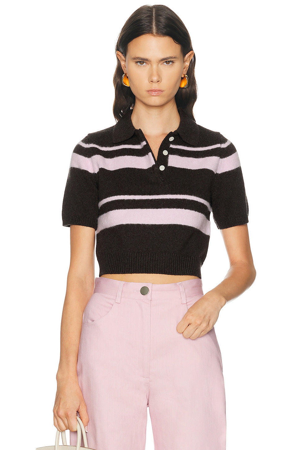 Striped Mohair Polo Top