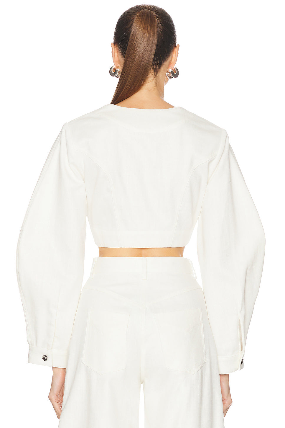 Apron Leg Of Mutton Sleeve Crop Top