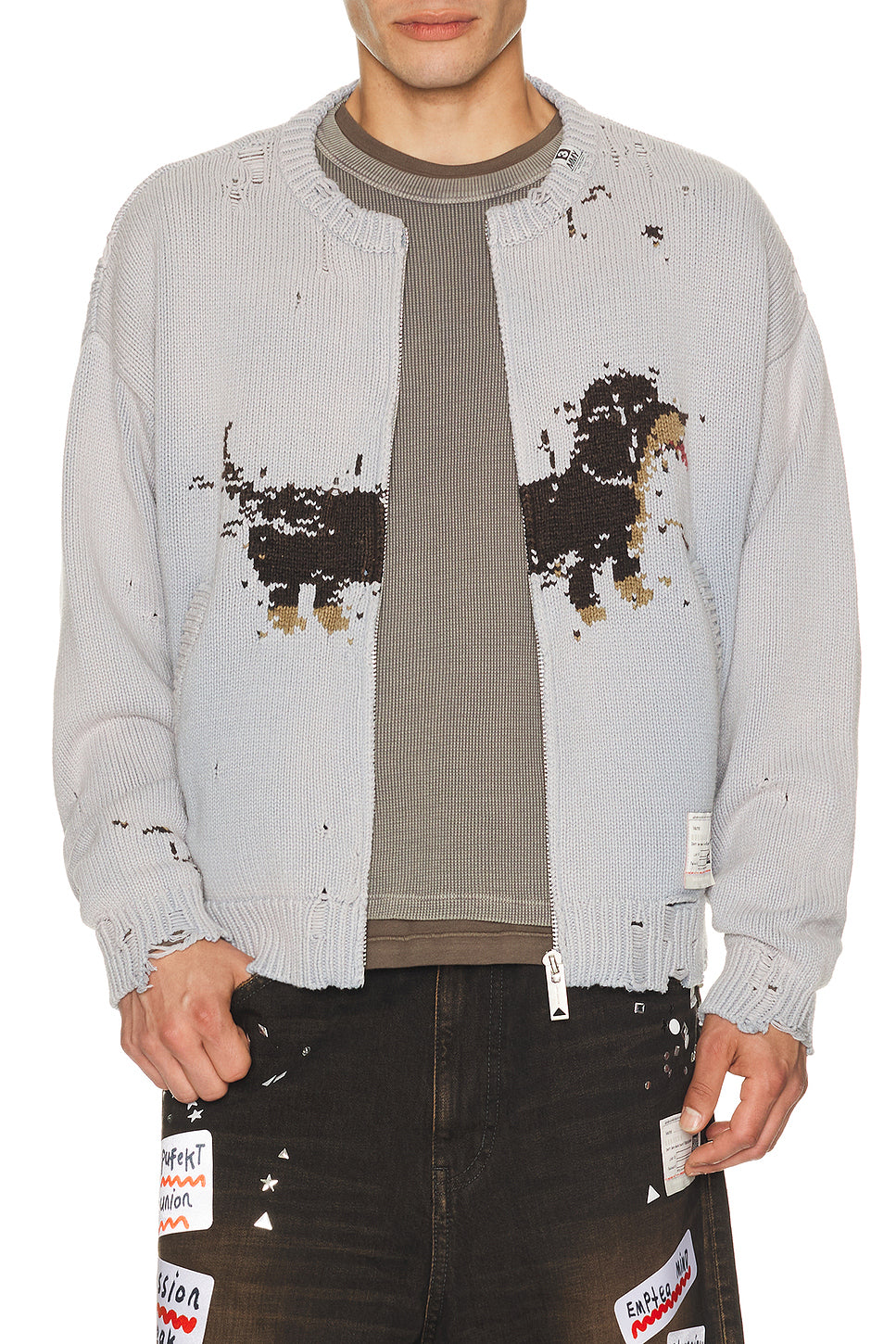 Dog Jacquard Knit Cardigan