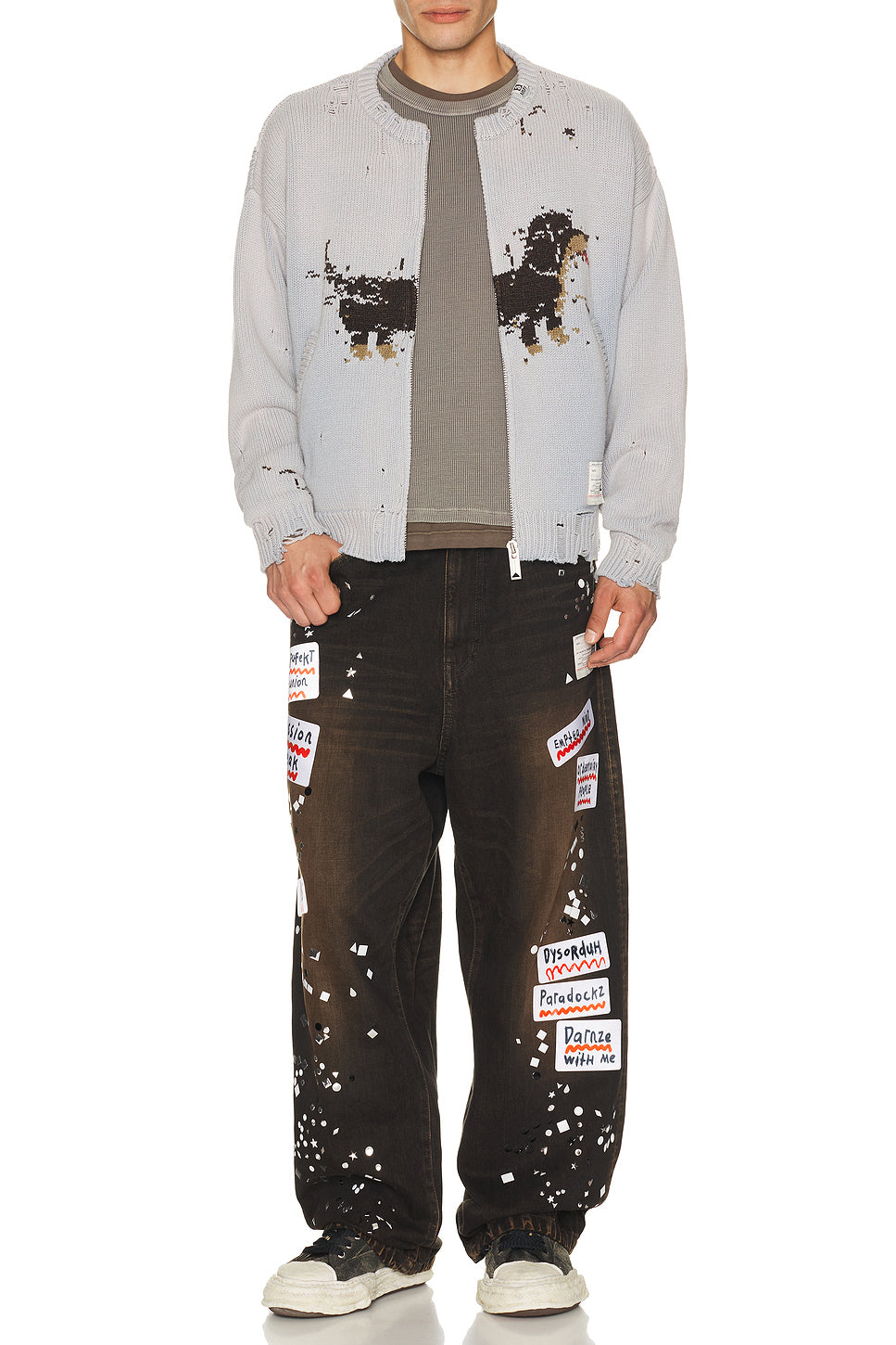 Dog Jacquard Knit Cardigan