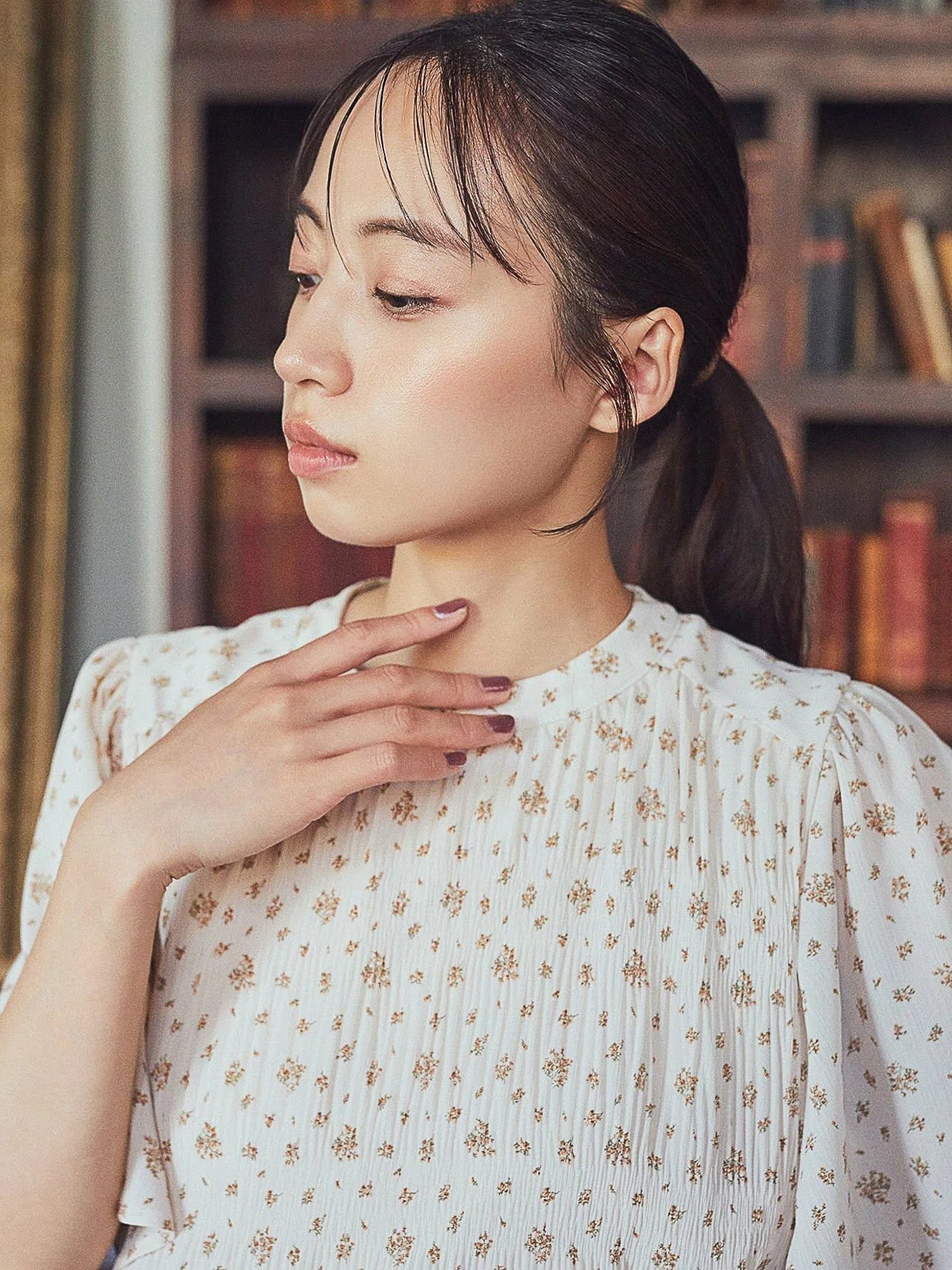 Majolica Pleated Short Sleeve Blouse