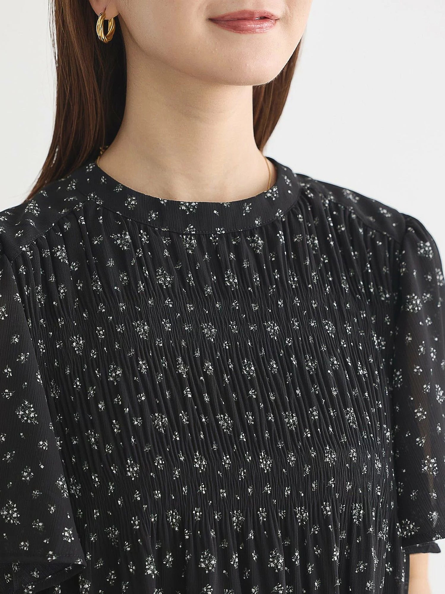 Majolica Pleated Short Sleeve Blouse