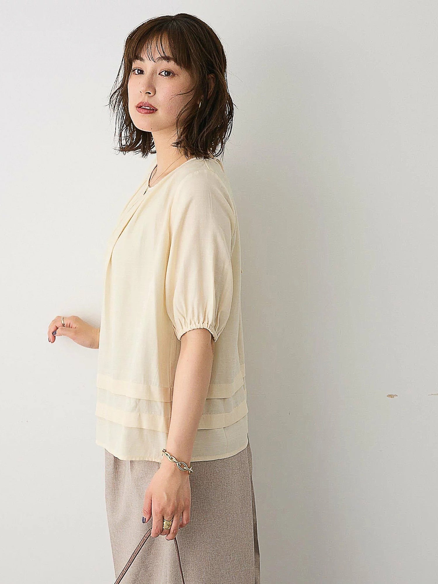 Makaira Back Lace-Up Balloon Sleeve Blouse