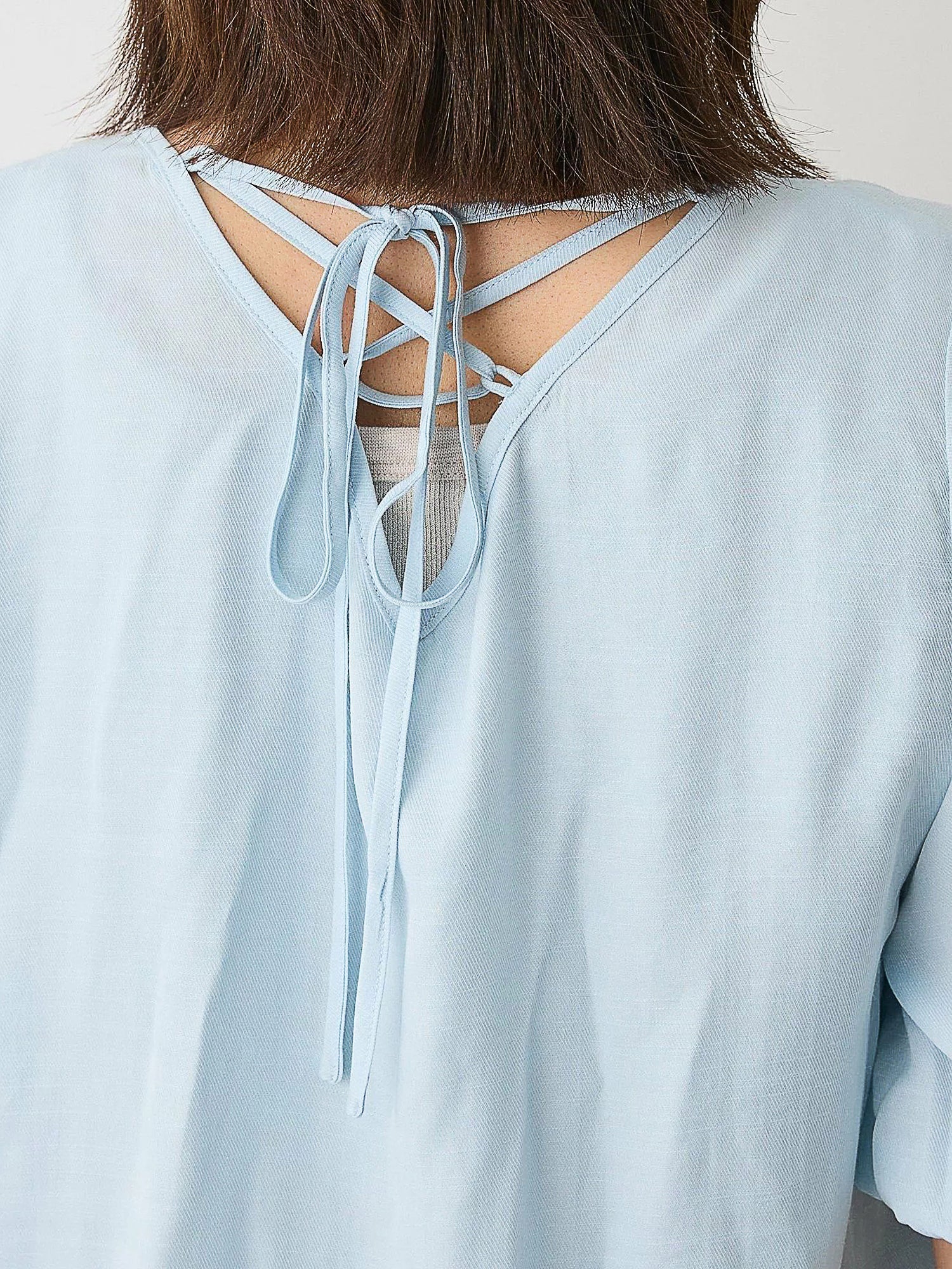 Makaira Back Lace-Up Balloon Sleeve Blouse