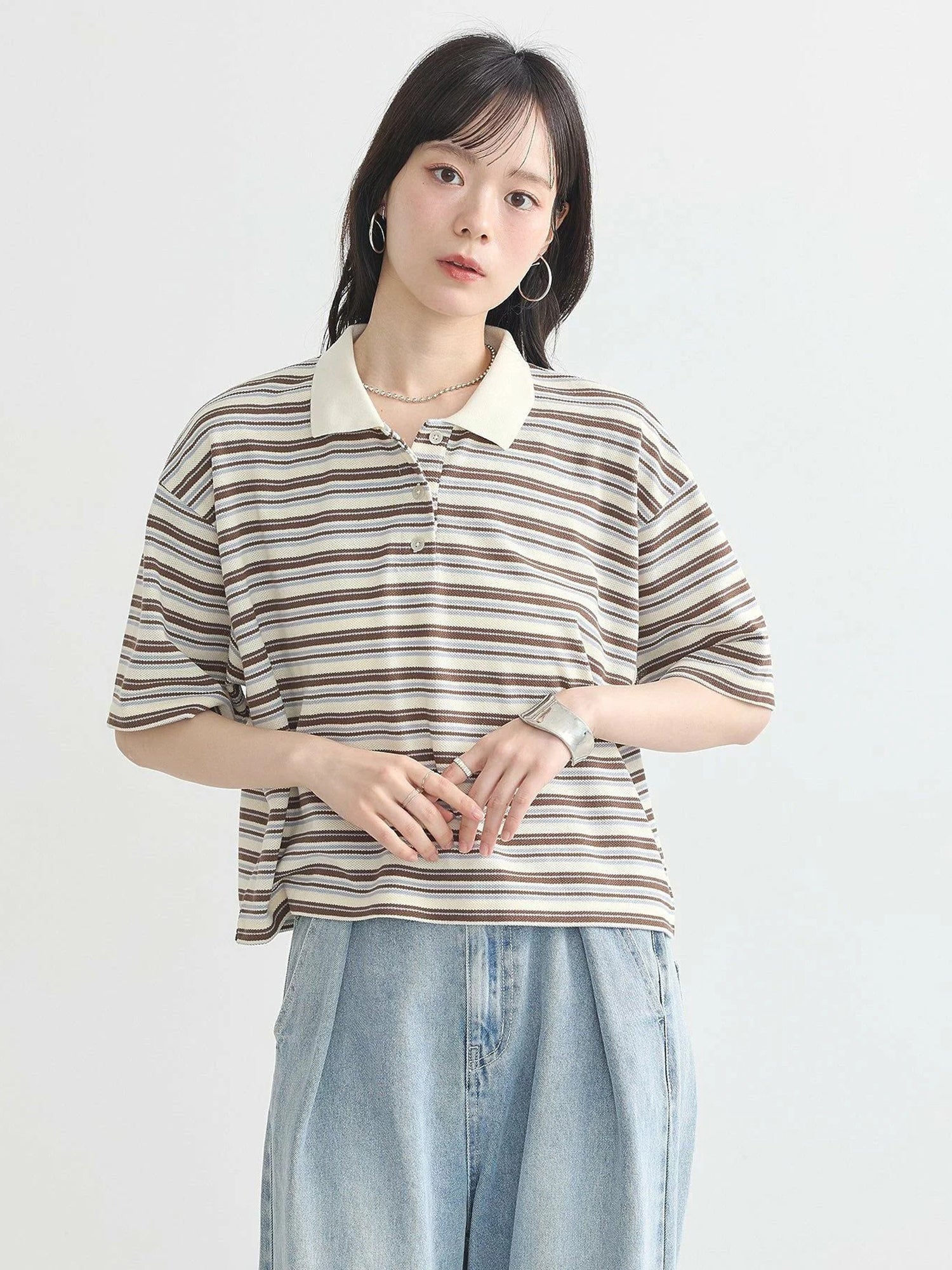 Meiko Retro Striped Polo Shirt