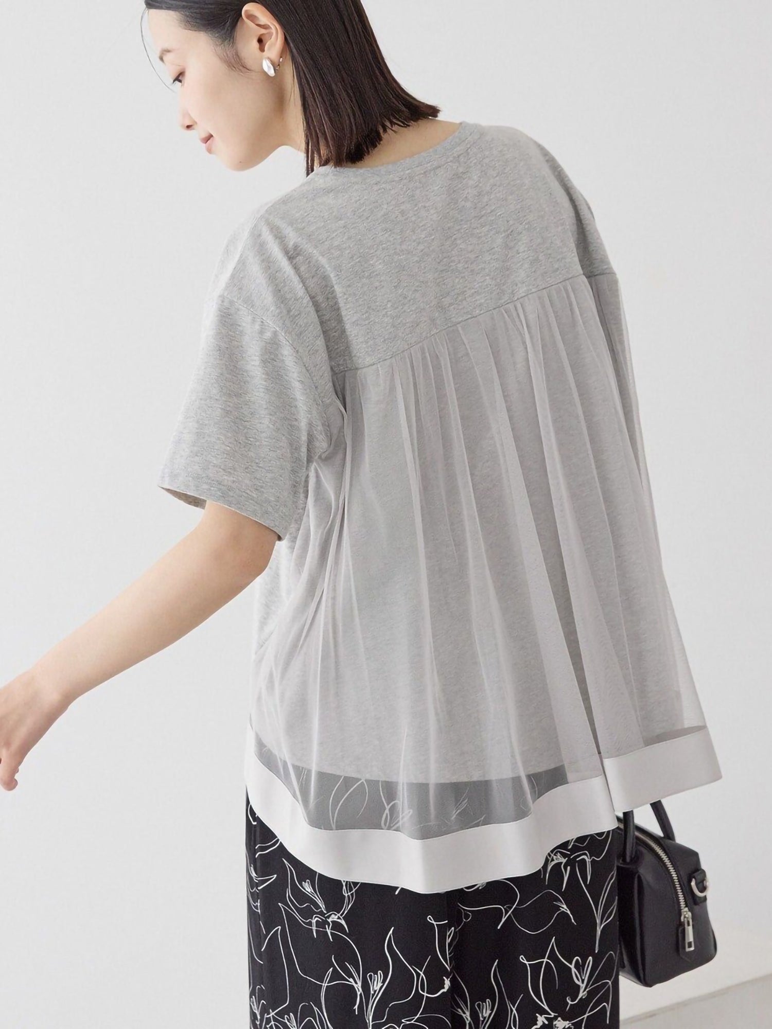 Miharu Back Tulle Layered Cutout Pullover