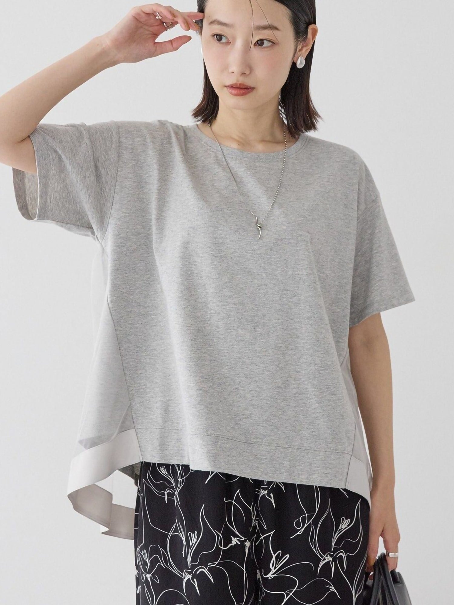 Miharu Back Tulle Layered Cutout Pullover