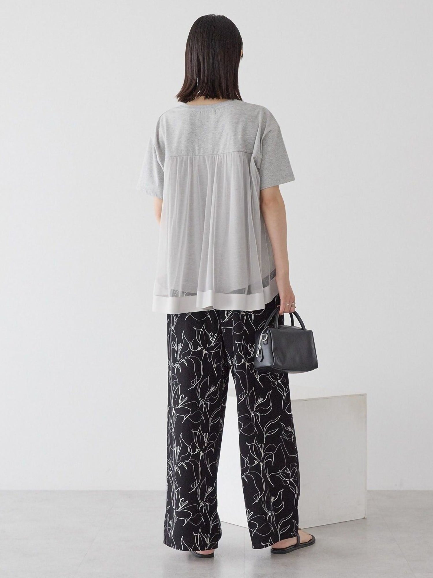 Miharu Back Tulle Layered Cutout Pullover