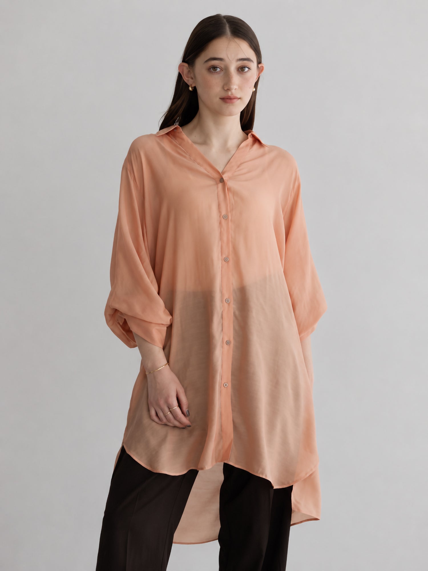 Miyuka 2-Way Sleeve Sheer Long Shirt