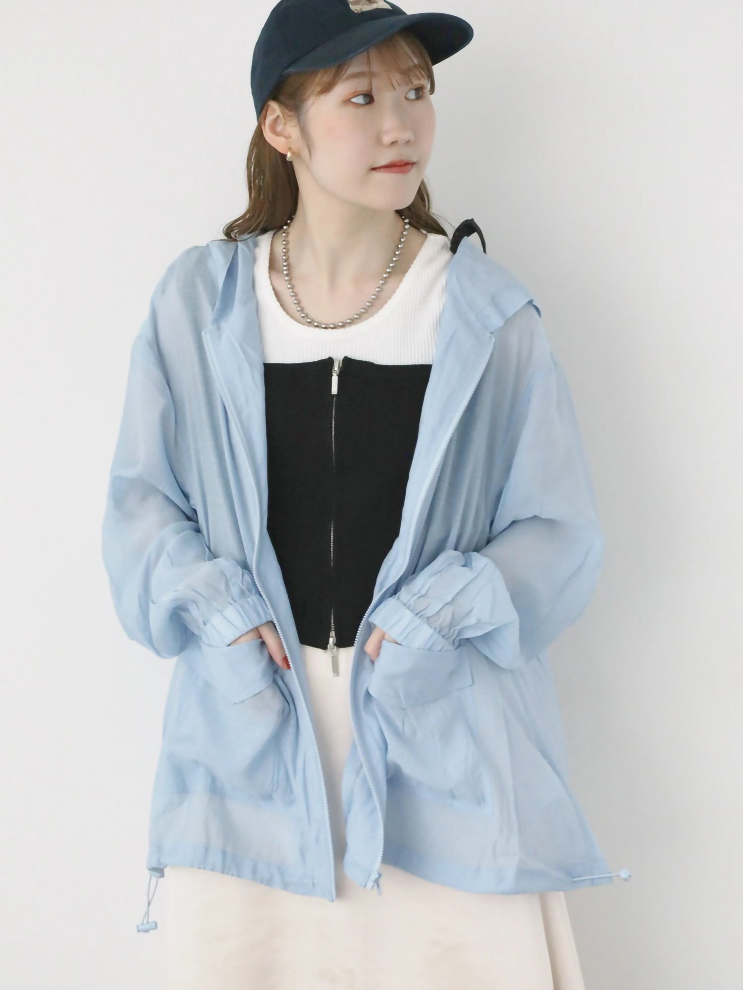 Mizuhara Sheer Zip Hoodie Shirt