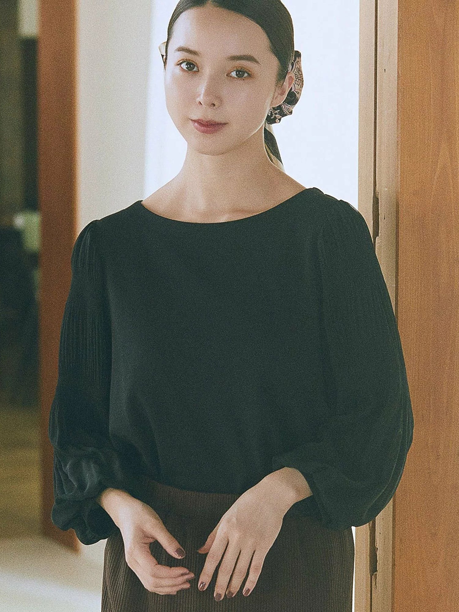 Moji Pleated Sleeve Blouse