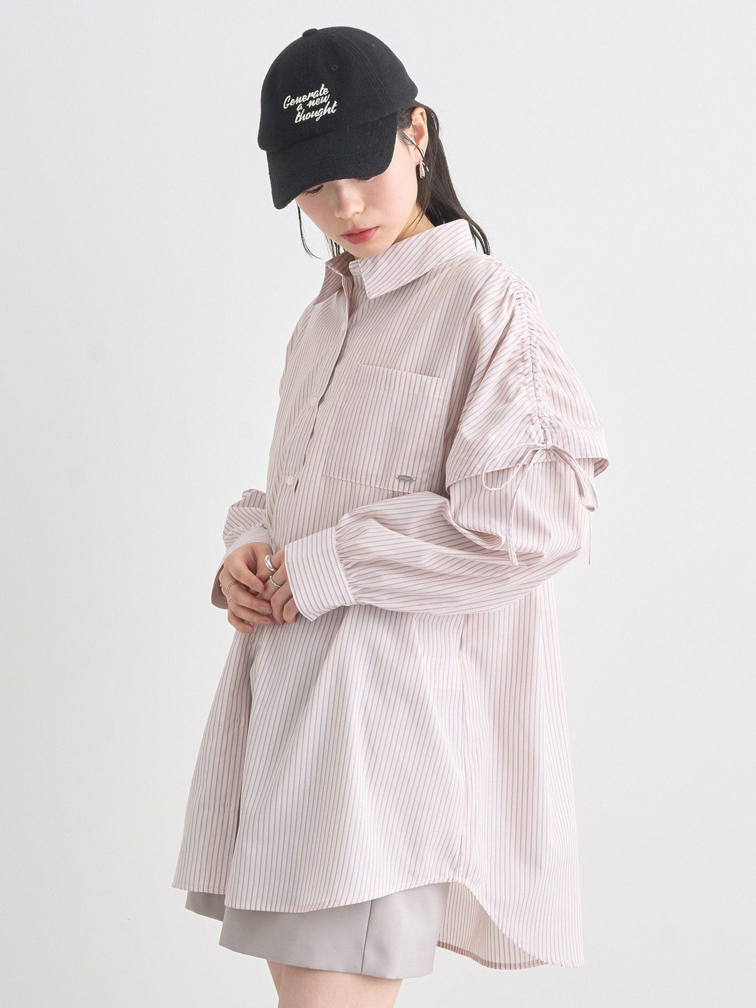 Musubi 2-Way Shoulder Drawstring Ribbon Shirt