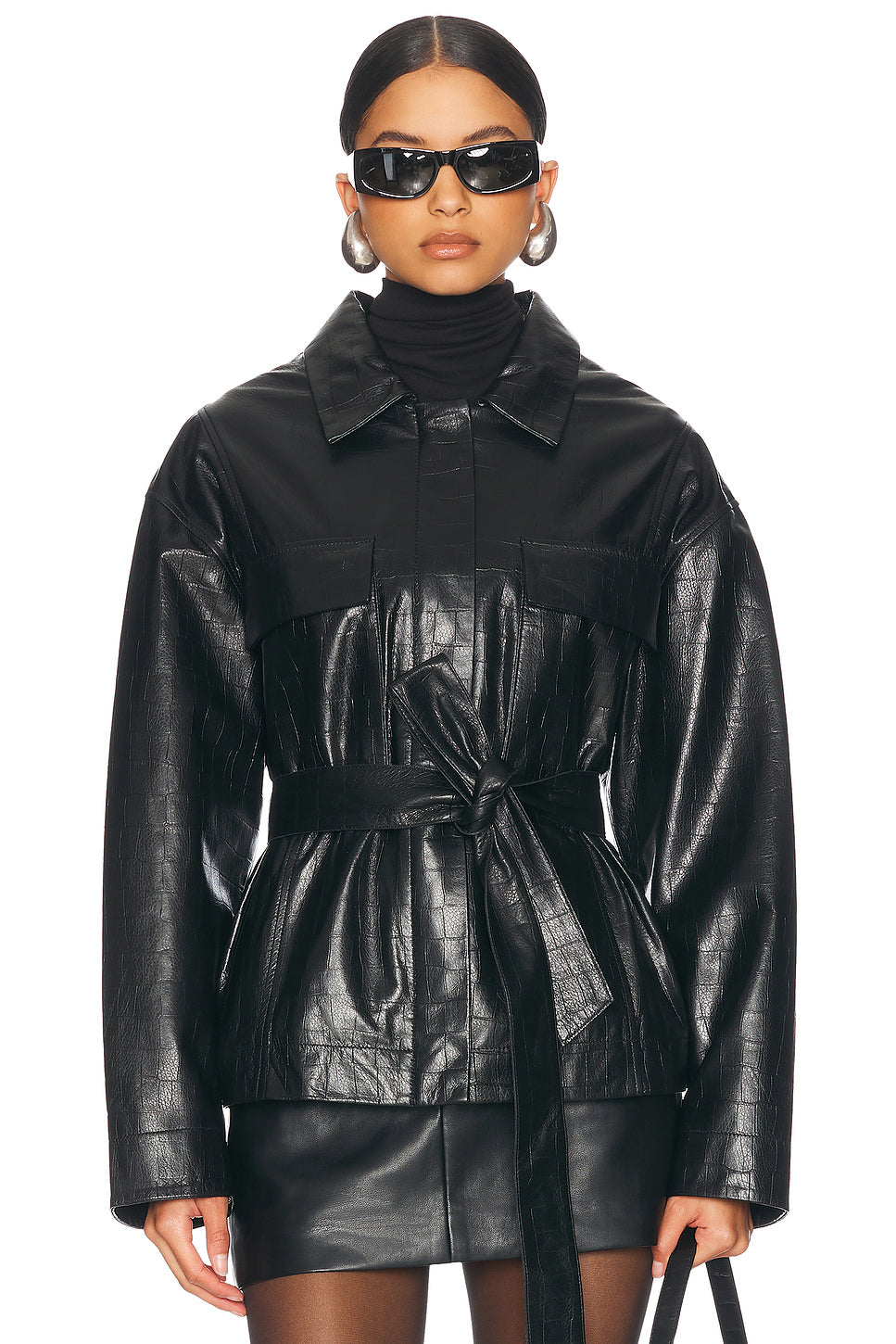 Tilda Waist-Tied Leather Jacket
