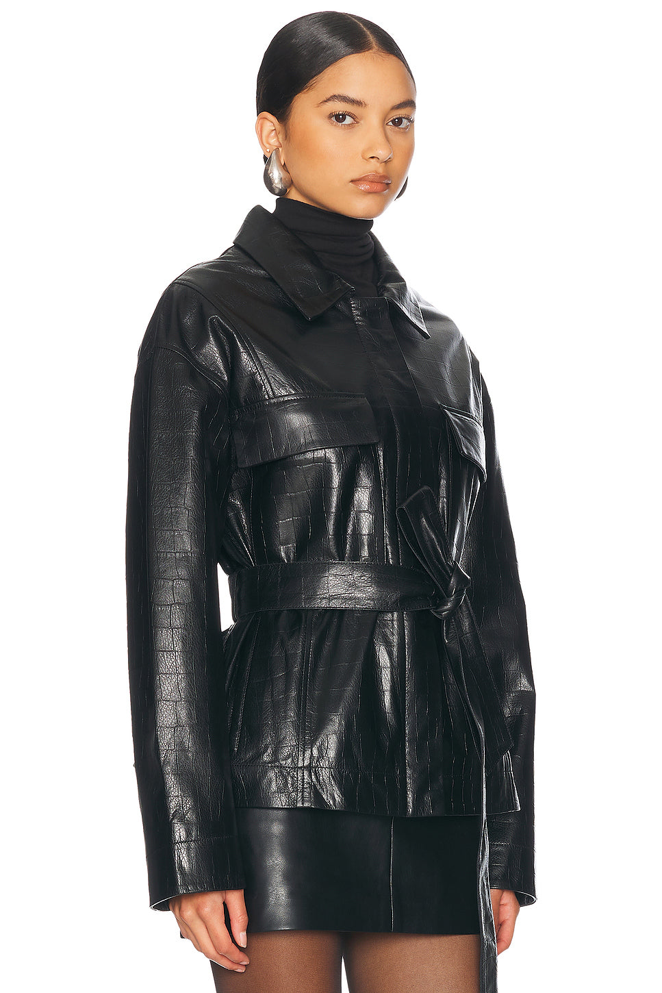 Tilda Waist-Tied Leather Jacket