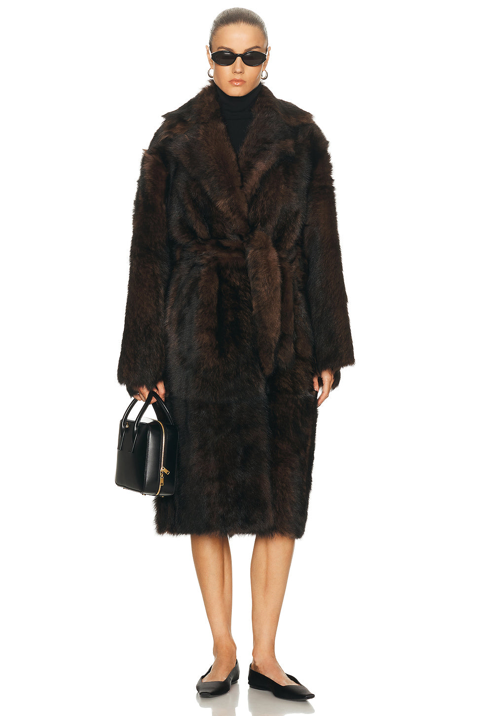 Uma Drapey Shearling Coat