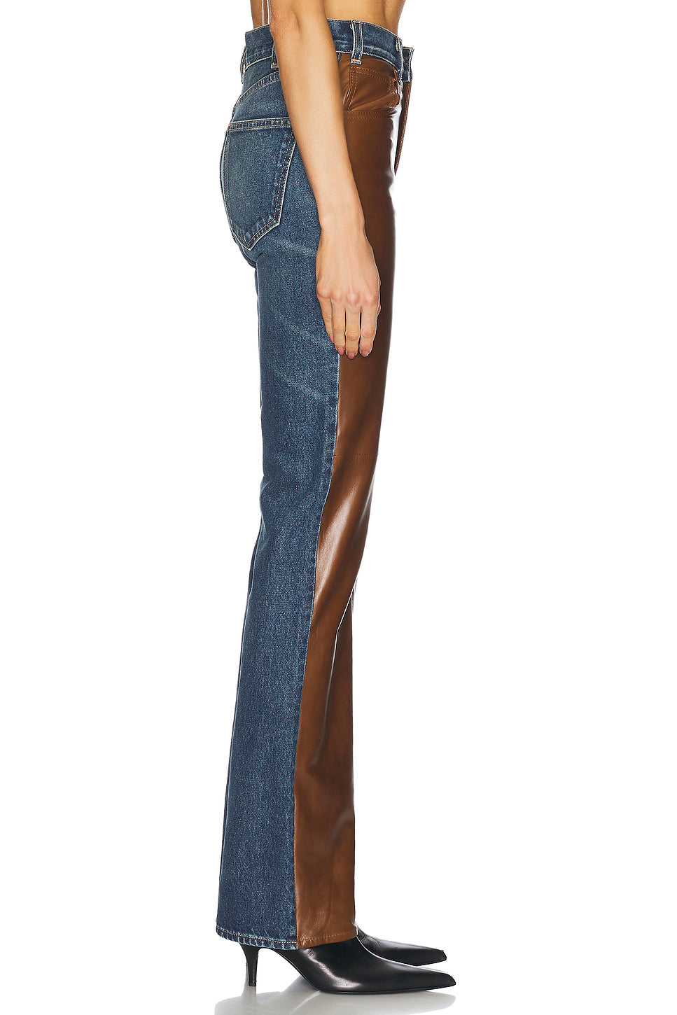 Joan Leather Combo Bootcut Jeans