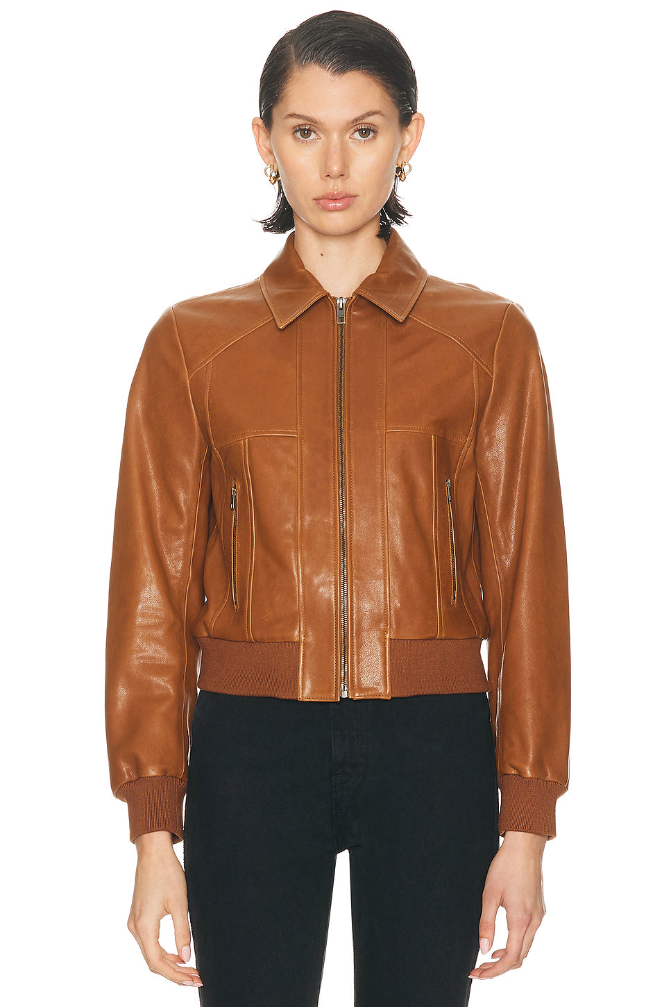 Sue Leather Bomber Jacket