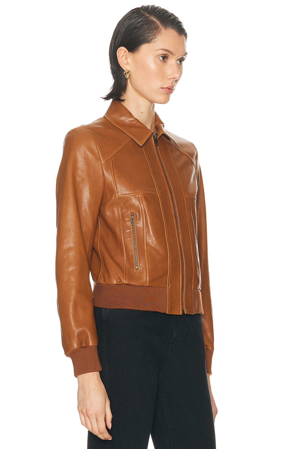 Sue Leather Bomber Jacket