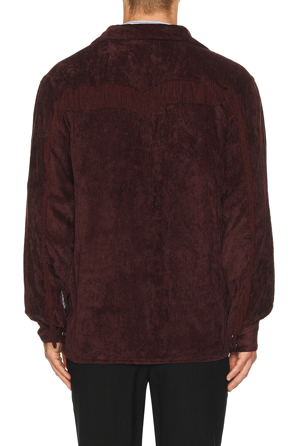 Fringe Open Collar Shirt Rayon Corduroy