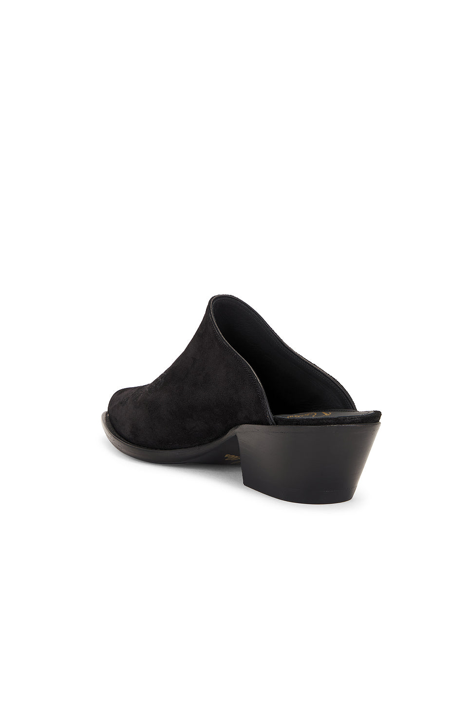 Heeled Papillon Stitched Mule Suede