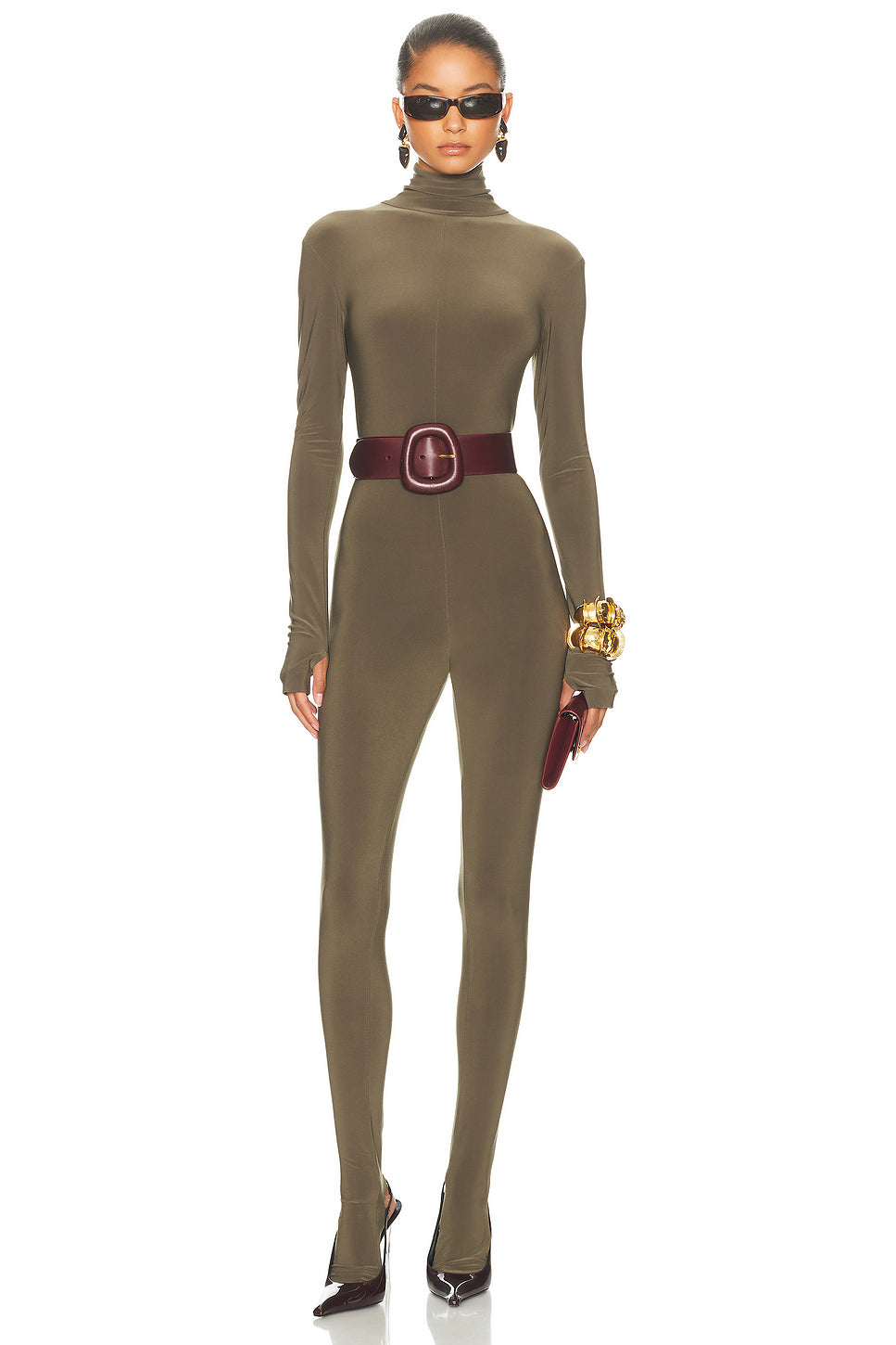 Long Sleeve Slim Fit Turtleneck Footie Catsuit