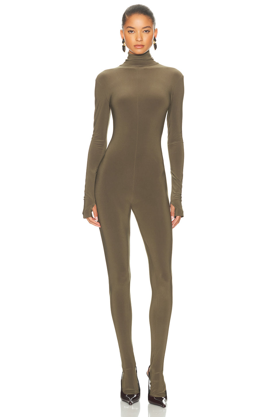 Long Sleeve Slim Fit Turtleneck Footie Catsuit