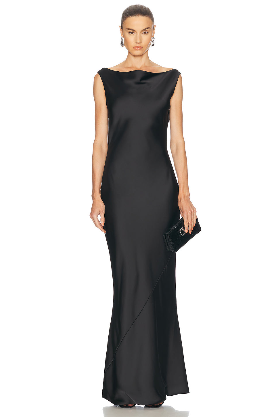 Sleeveless Low Back Drape Gown