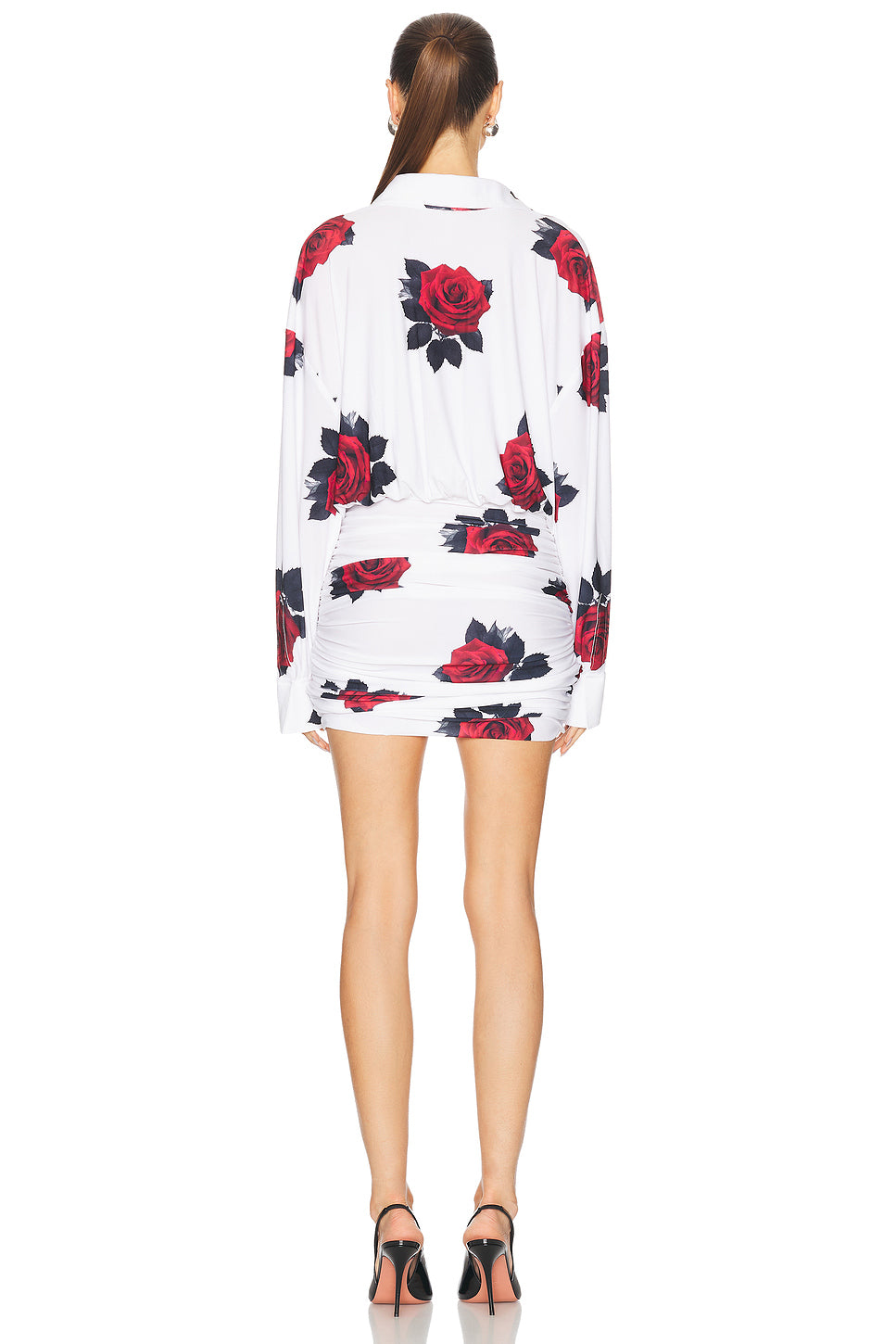 Oversized Boyfriend Shirt Shirred Bottom Mini Dress