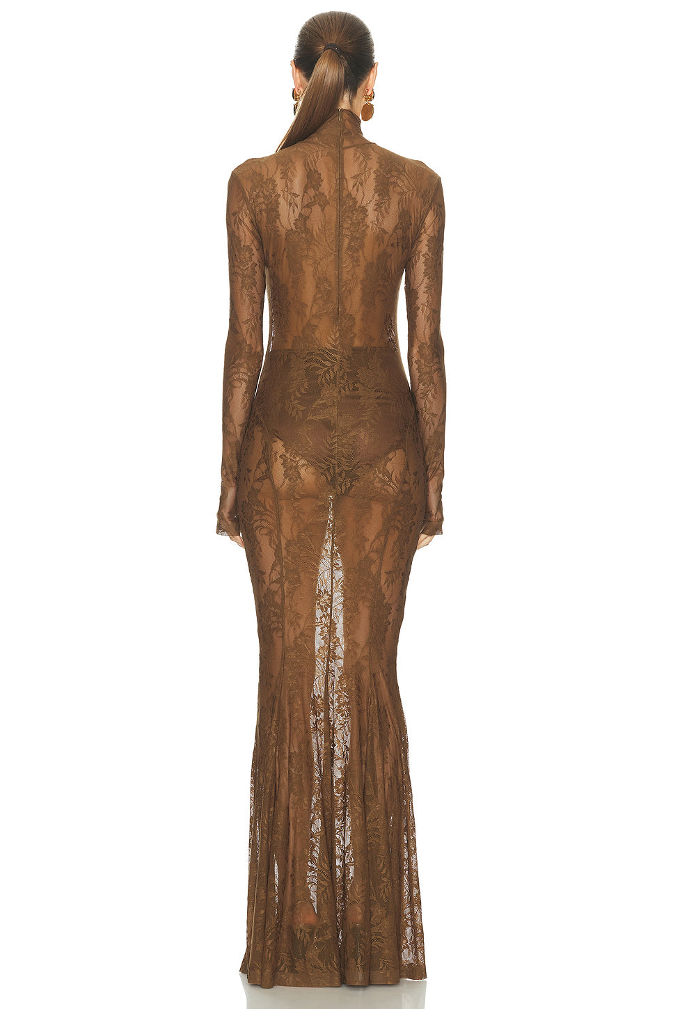 for FWRD Long Sleeve Turtleneck Fishtail Gown