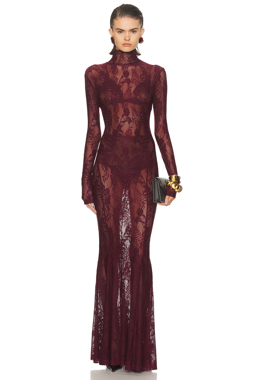 Long Sleeve Turtleneck Fishtail Gown