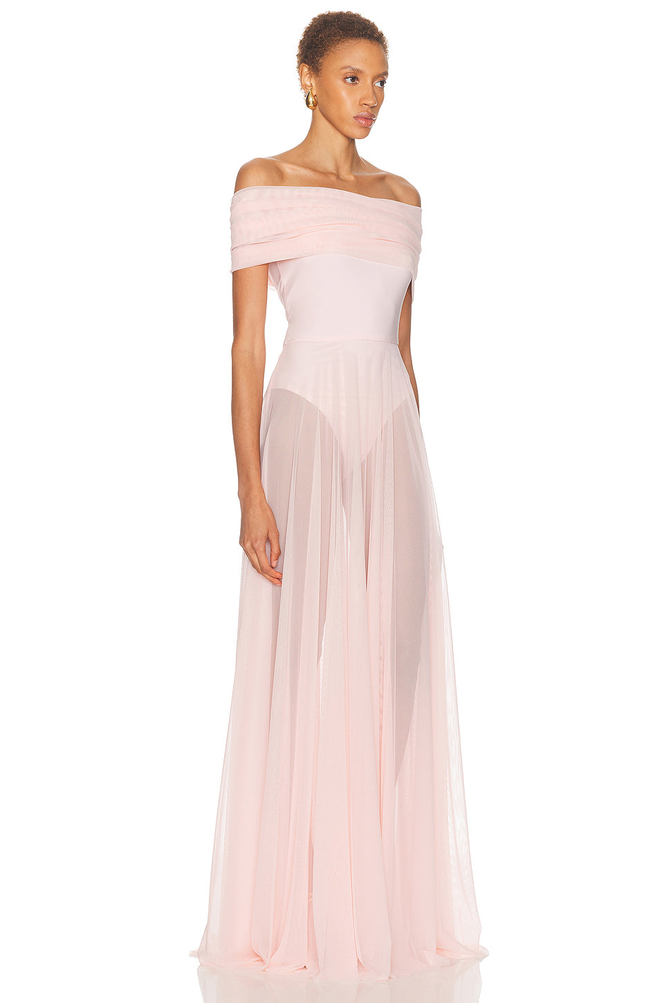 Sleeveless Cowl Neck Combo Flared Gown