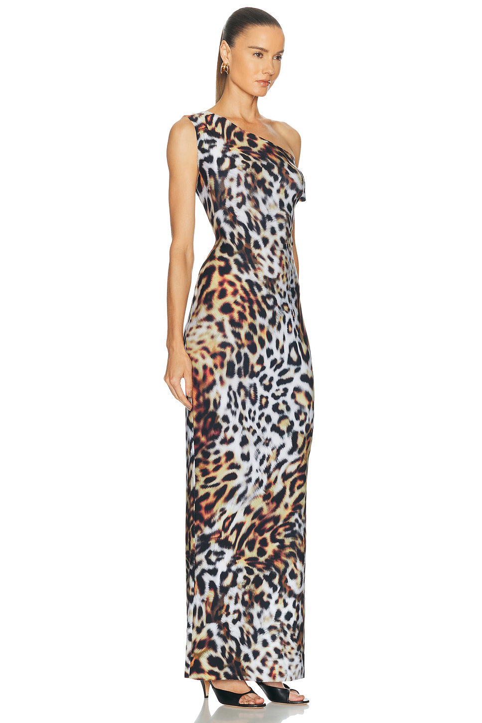 Drop Shoulder Side Slit Fitted Gown