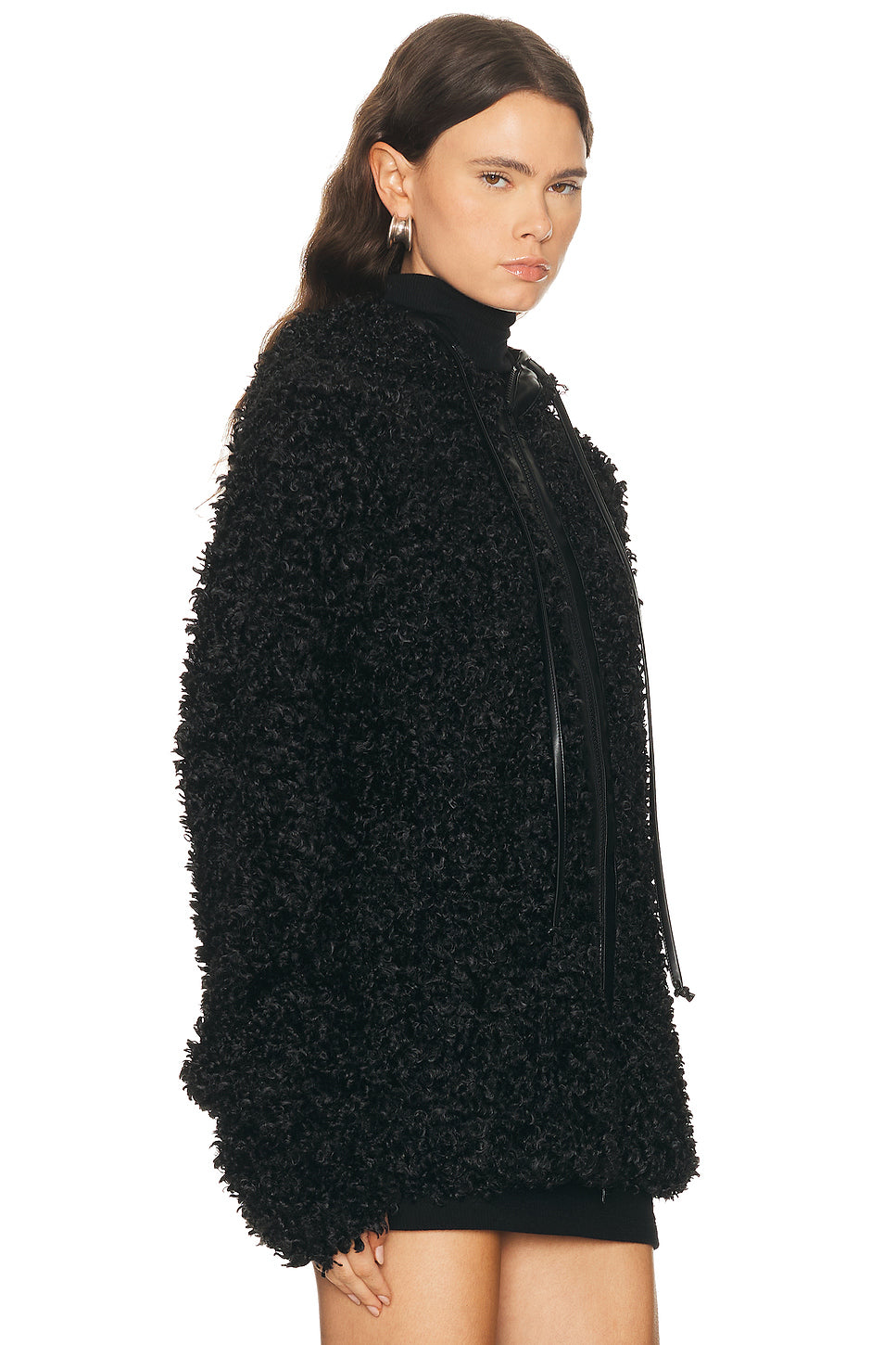 Oversized Raglan Sleeve Zip Front Hooded Jacket