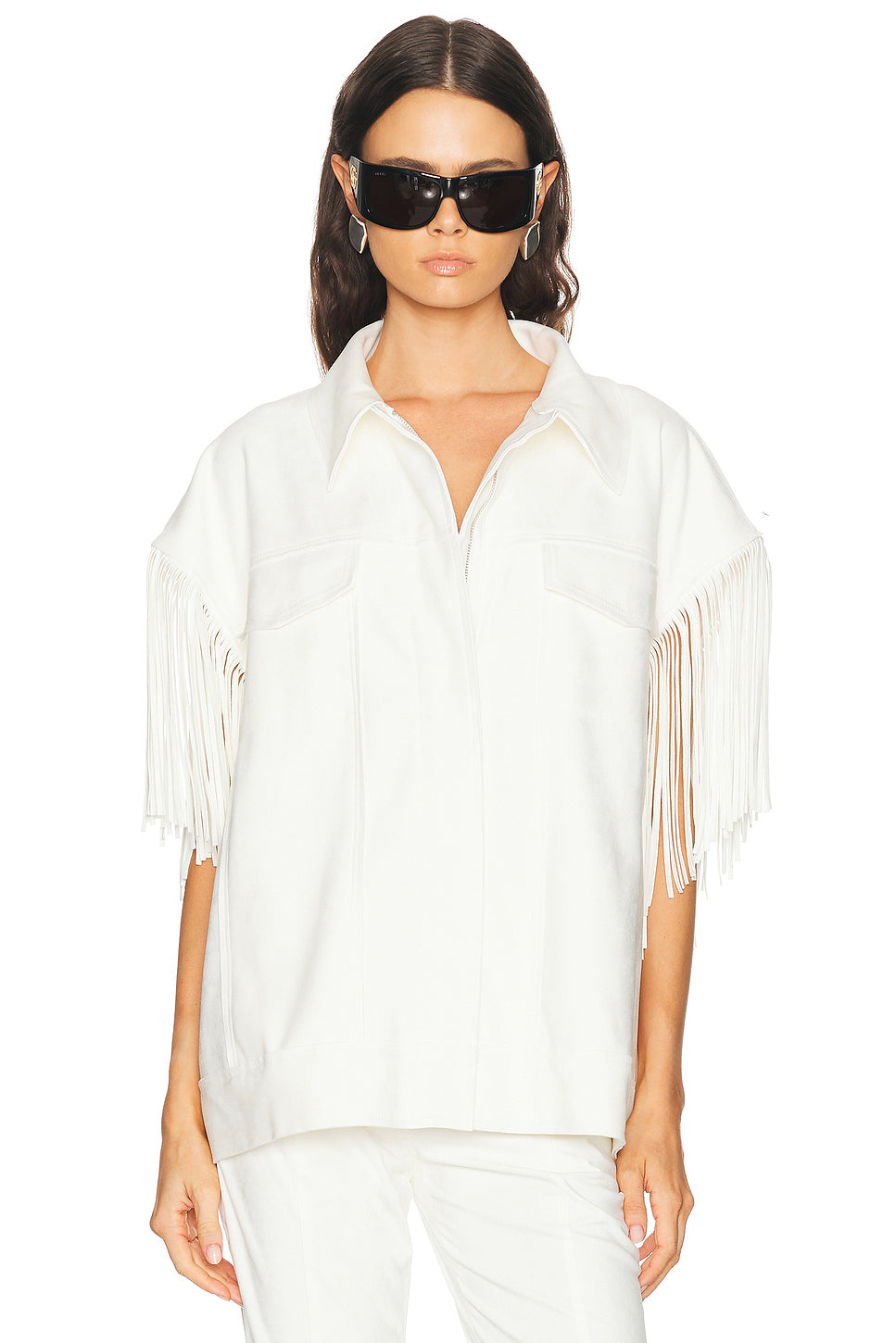 Sleeveless Oversized Fringe Jacket