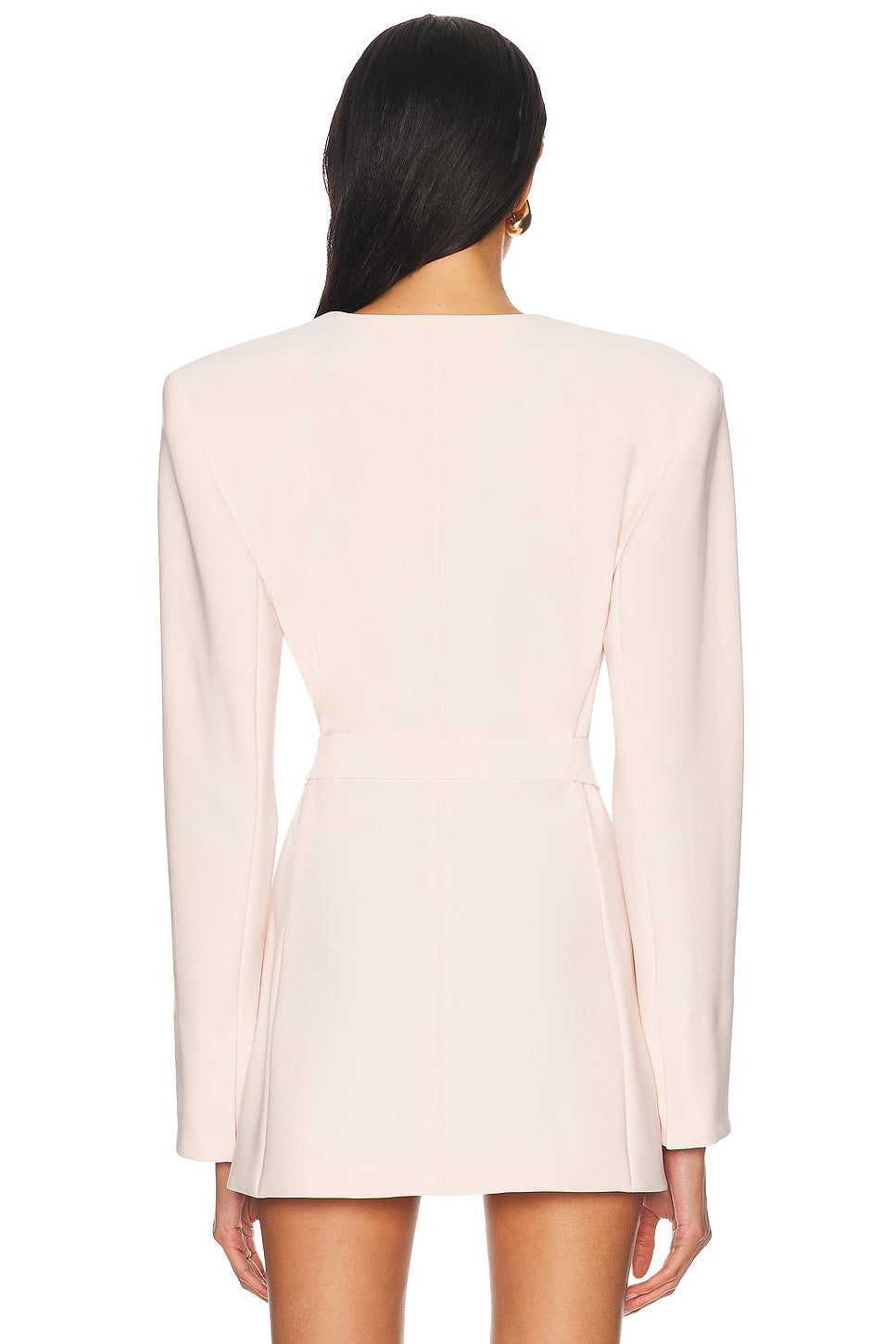 Long Sleeve Shoulder Pad V Neck Zip Front Jacket
