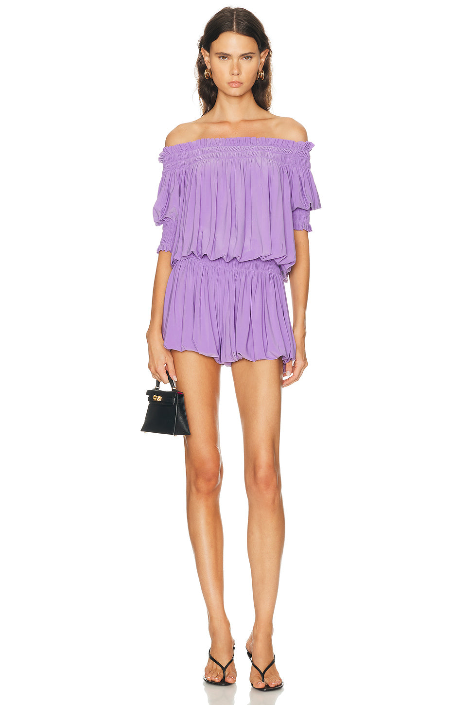 Short Sleeve Peasant Puff Romper