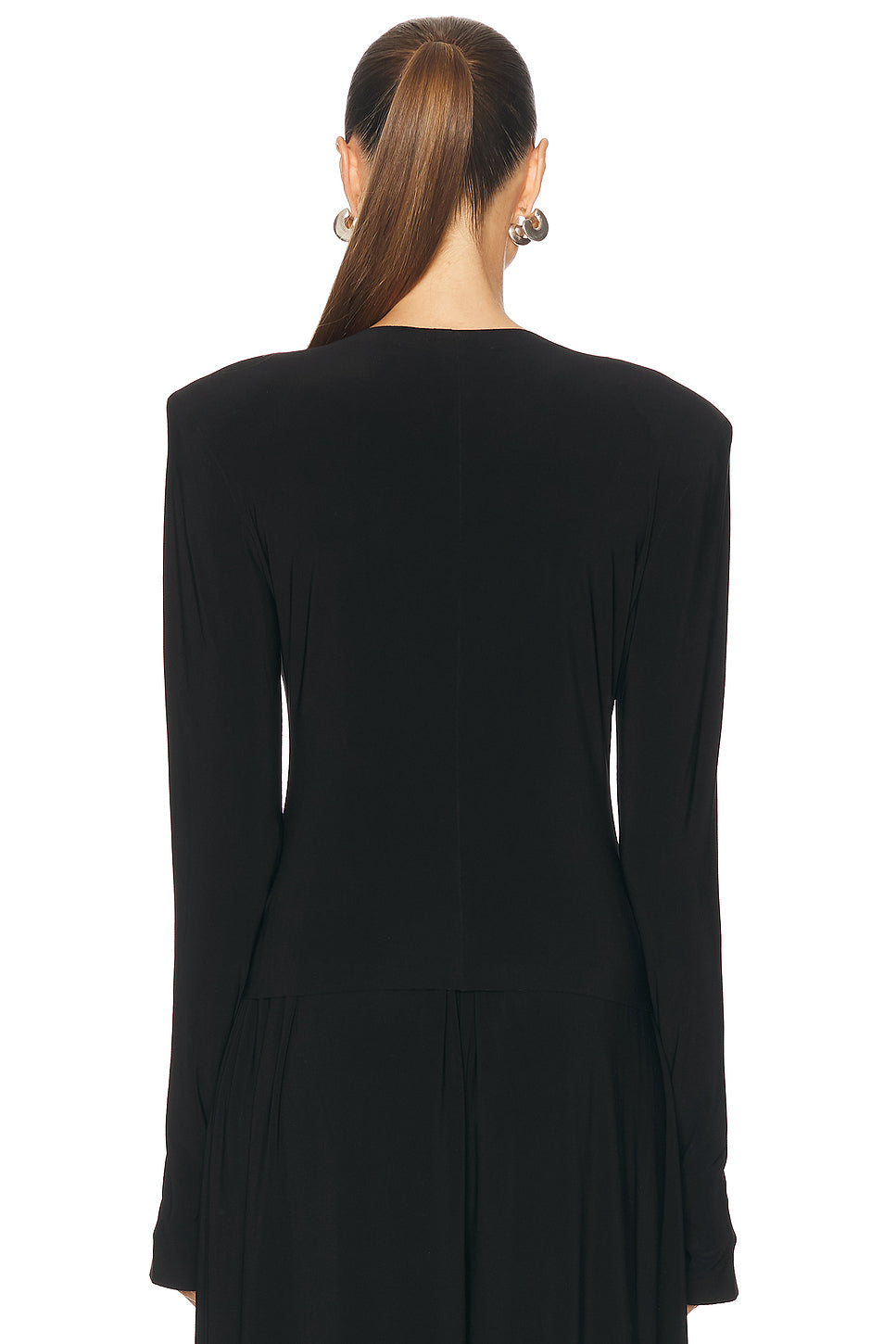 Long Sleeve Shoulder Pad V Neck Top