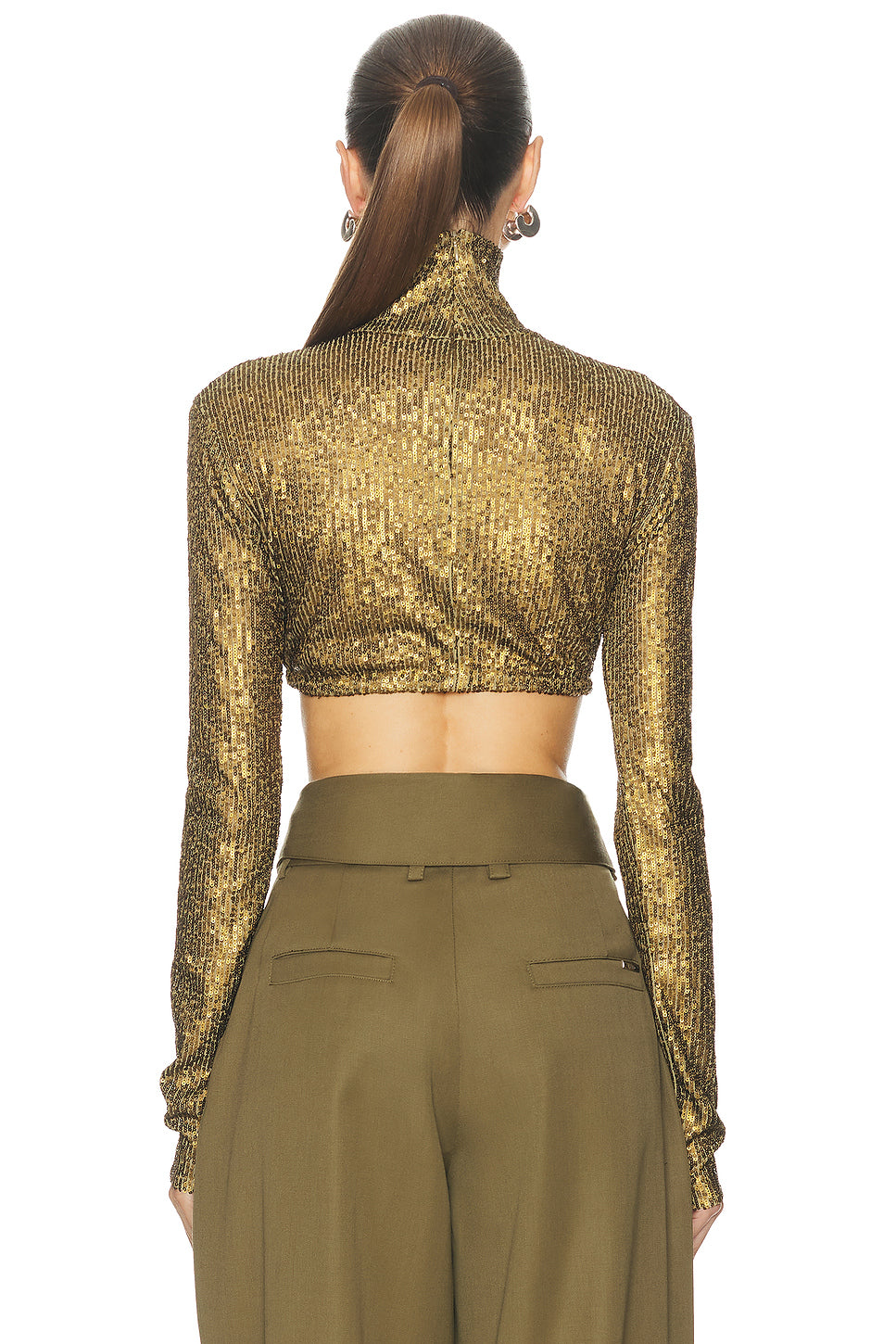 Long Sleeve Slim Fit Turtleneck Cropped Top
