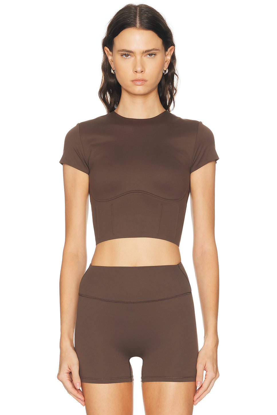 Matte Corset Short Sleeve Crop Top
