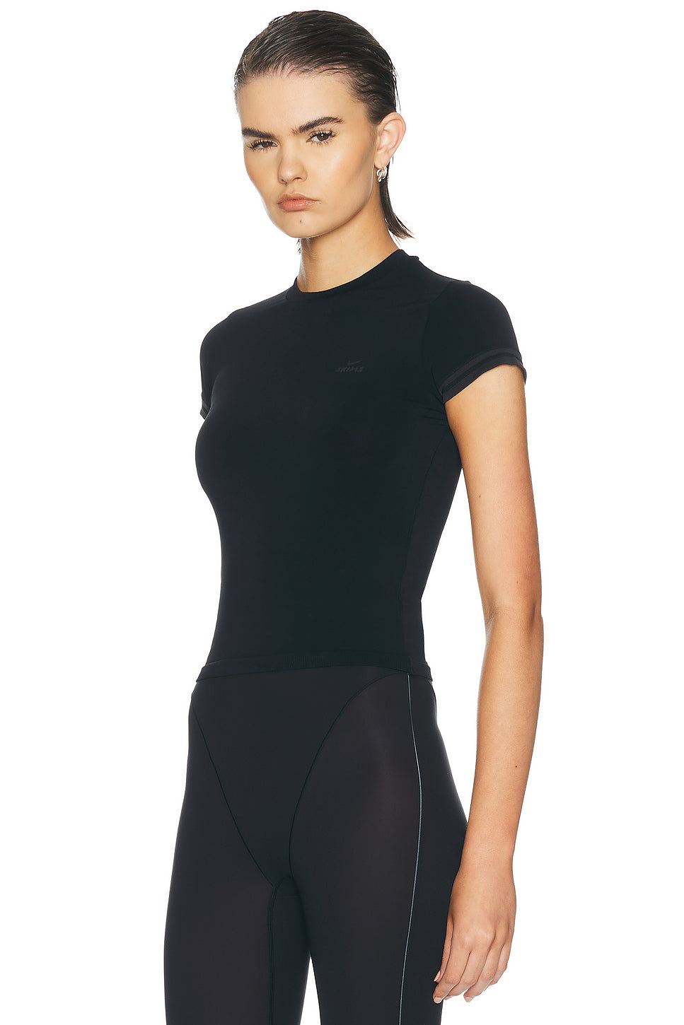 Stretch Knit Crop Crewneck Tee