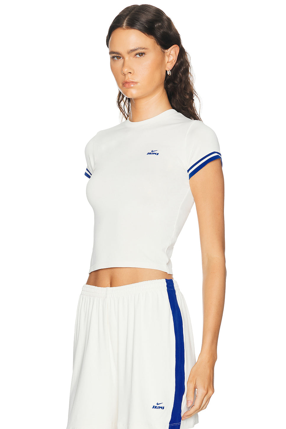 Stretch Knit Crop Crewneck Tee