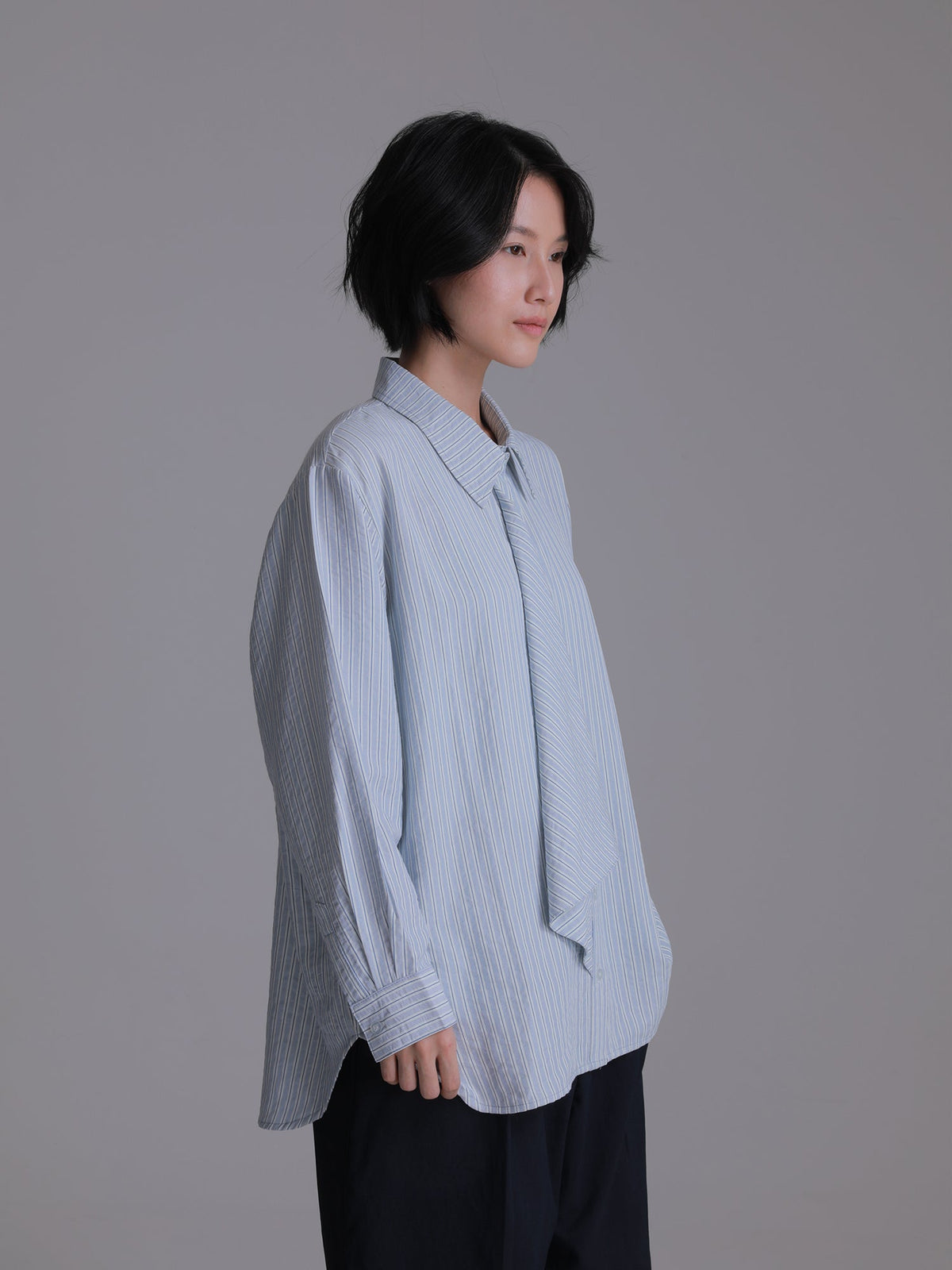 Nara Stripe Ribbon Shirt