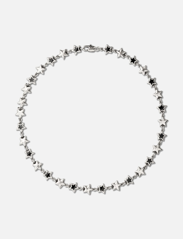 Black Enameled Stars Necklace