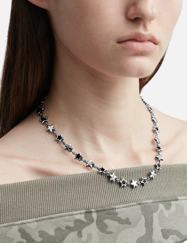 Black Enameled Stars Necklace