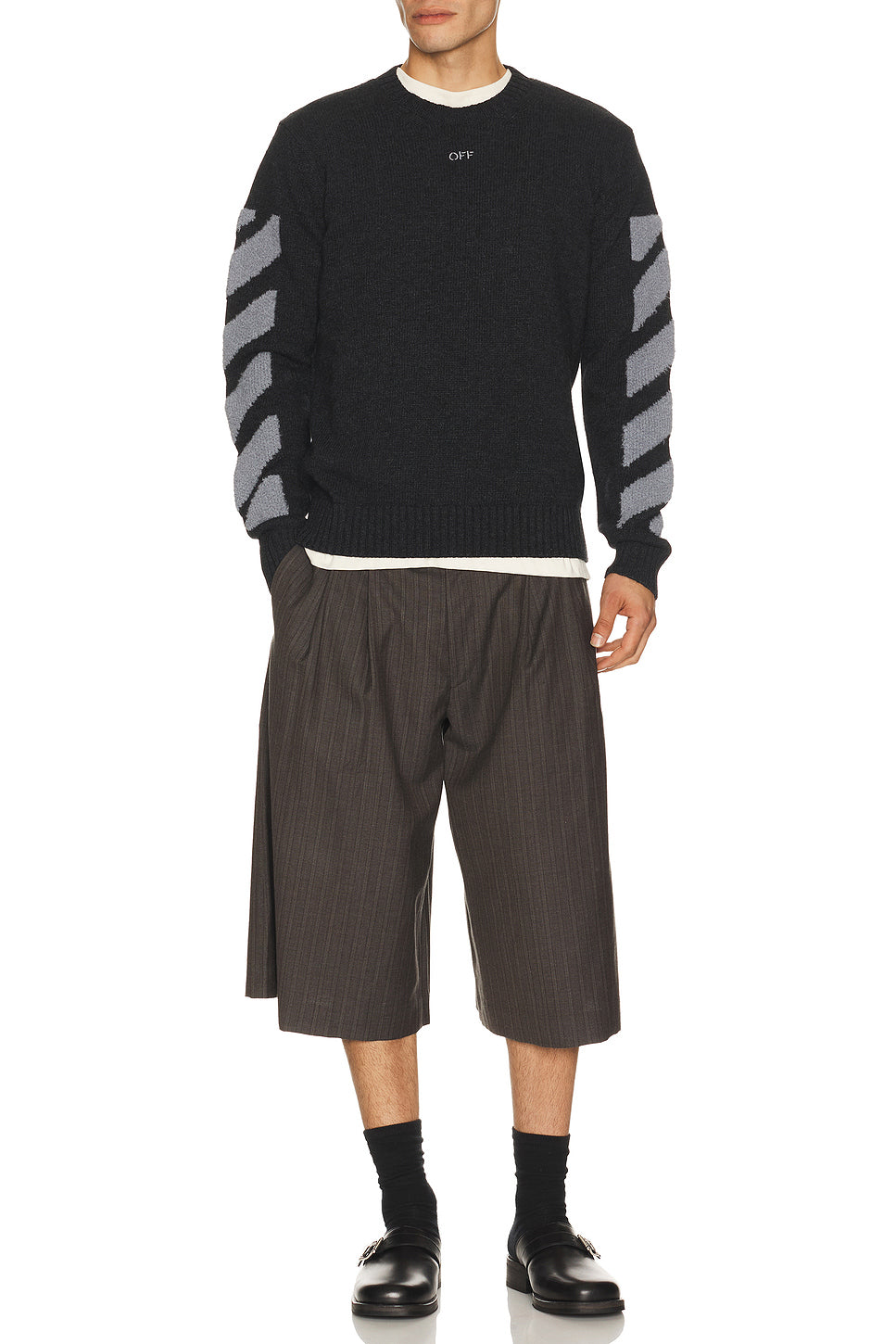 Diag Fuzzy Knit Crewneck Sweater