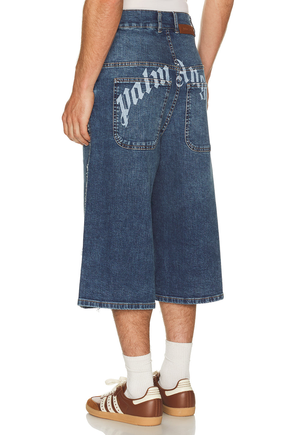 Curved Logo Denim Skater Short