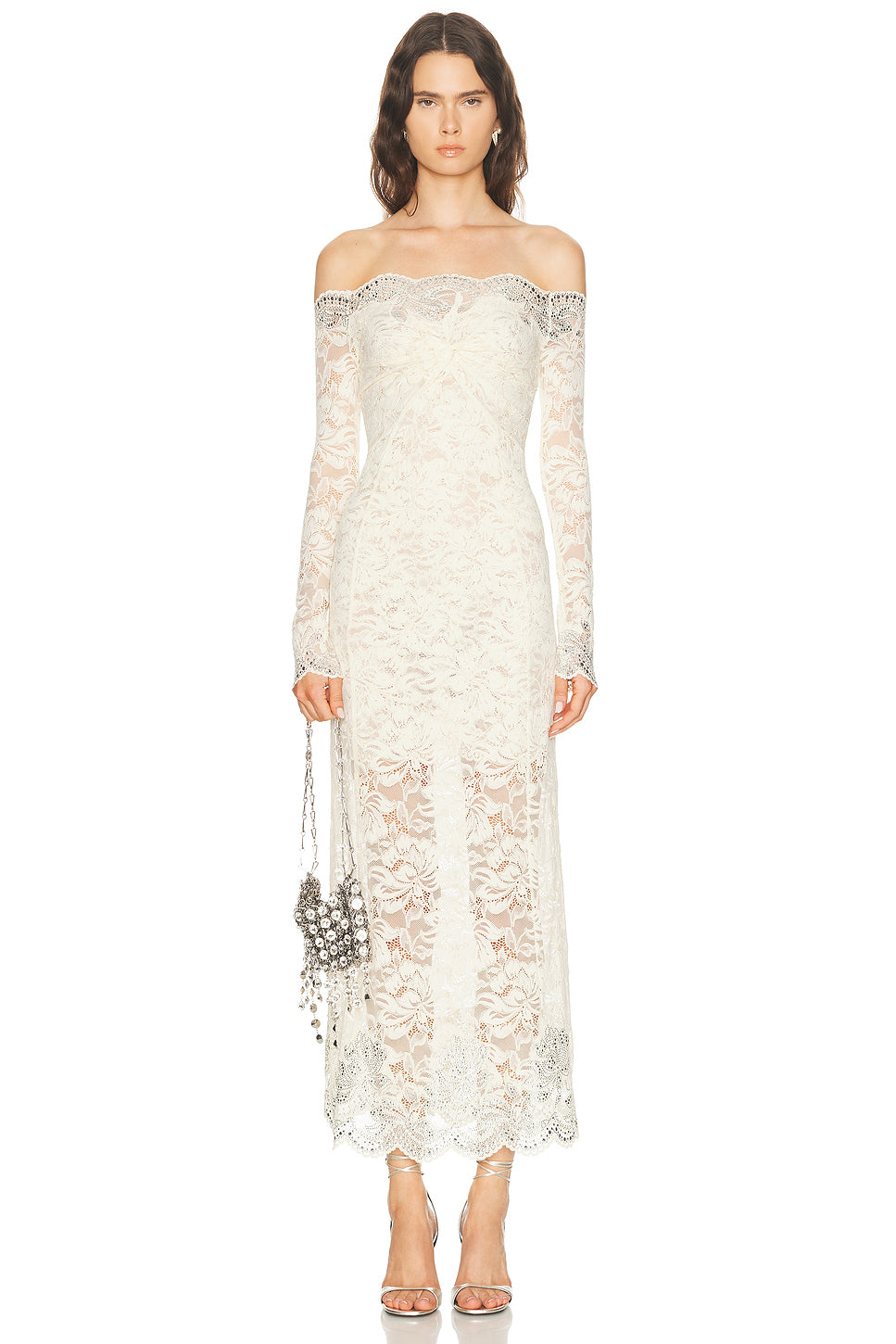 Studded Off Shoulder Maxi Dress