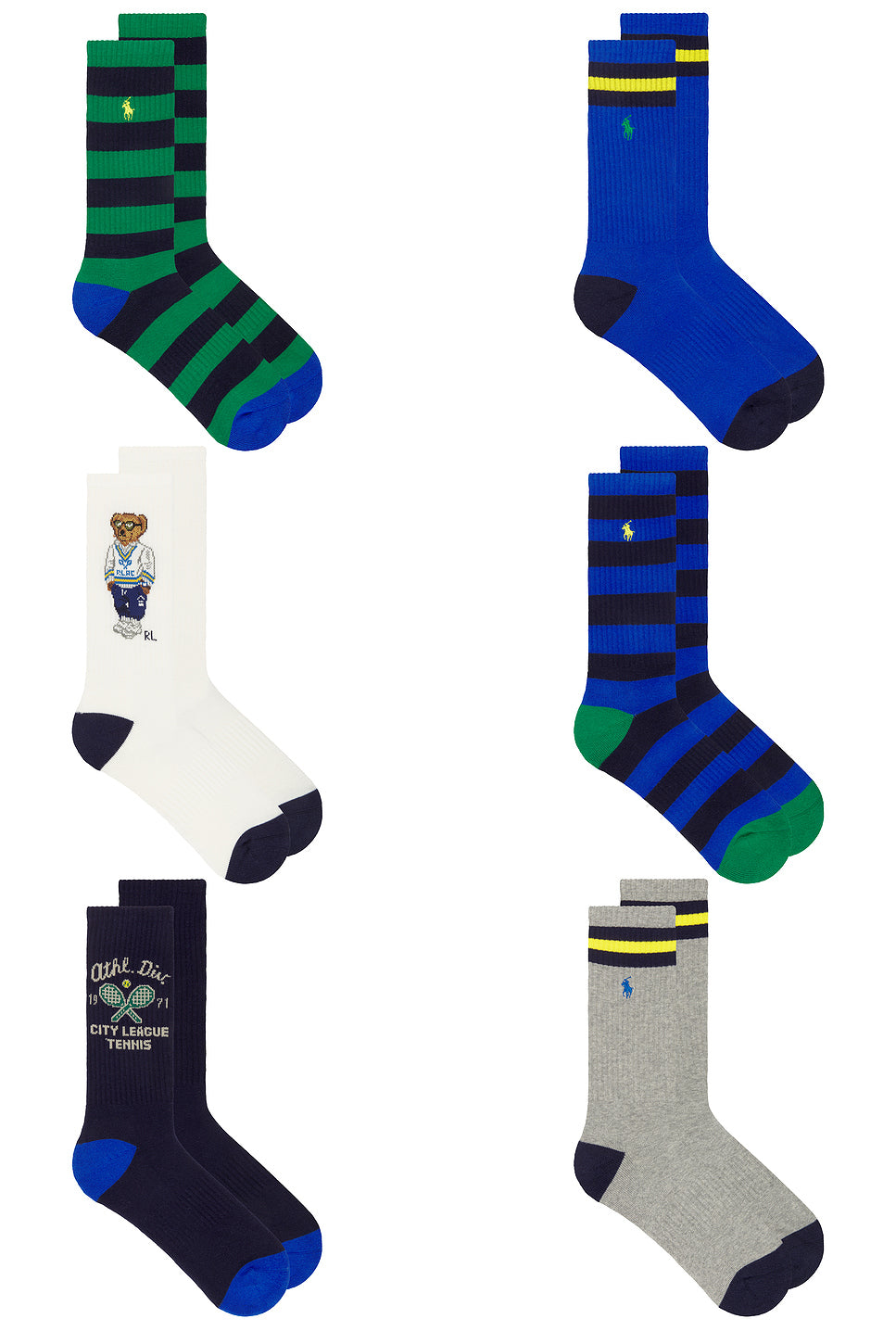 Polo Athletic Bear Socks 6-Pack